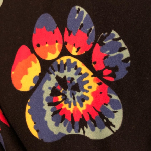 Karmen Anne Leggings Black Tie-Dye Paw Print TC2 NWOT - Picture 4 of 5